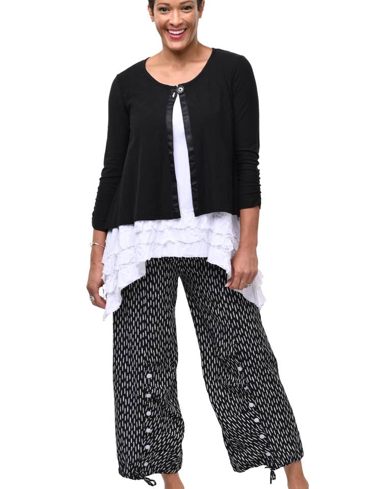 CS107 Luca Cardigan in Black* for wholesale by Tulip Clothing