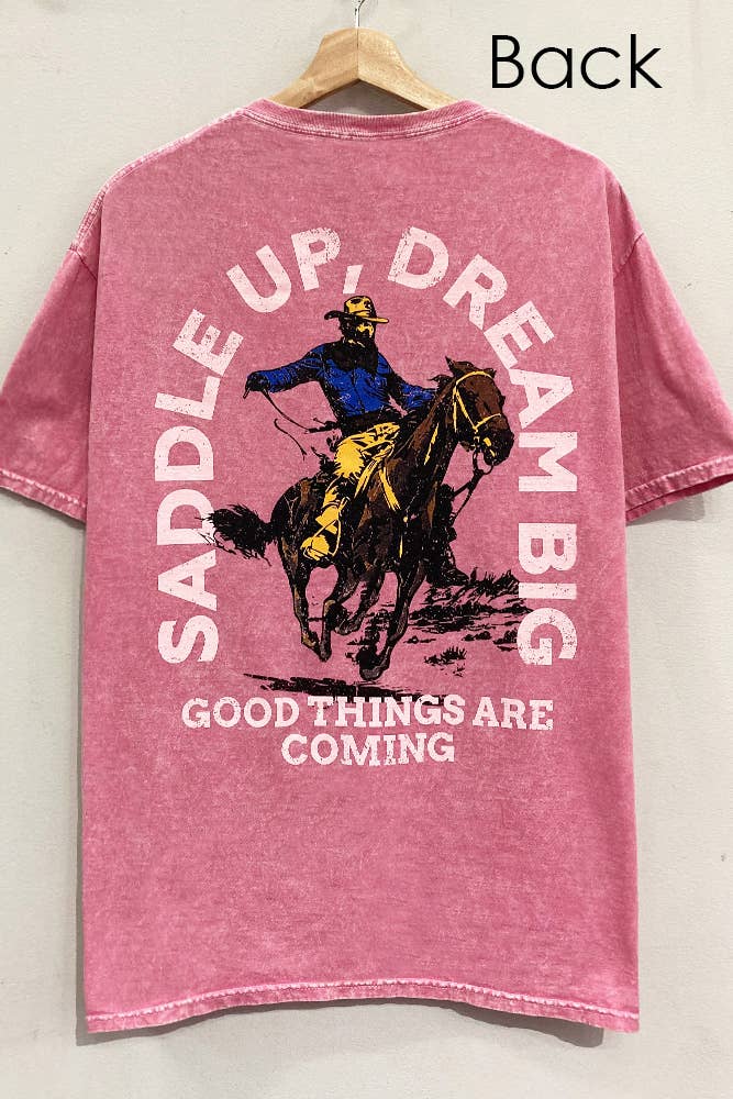 MAUVE Saddle Up Cowboy Graphic Tee for wholesale on Faire1