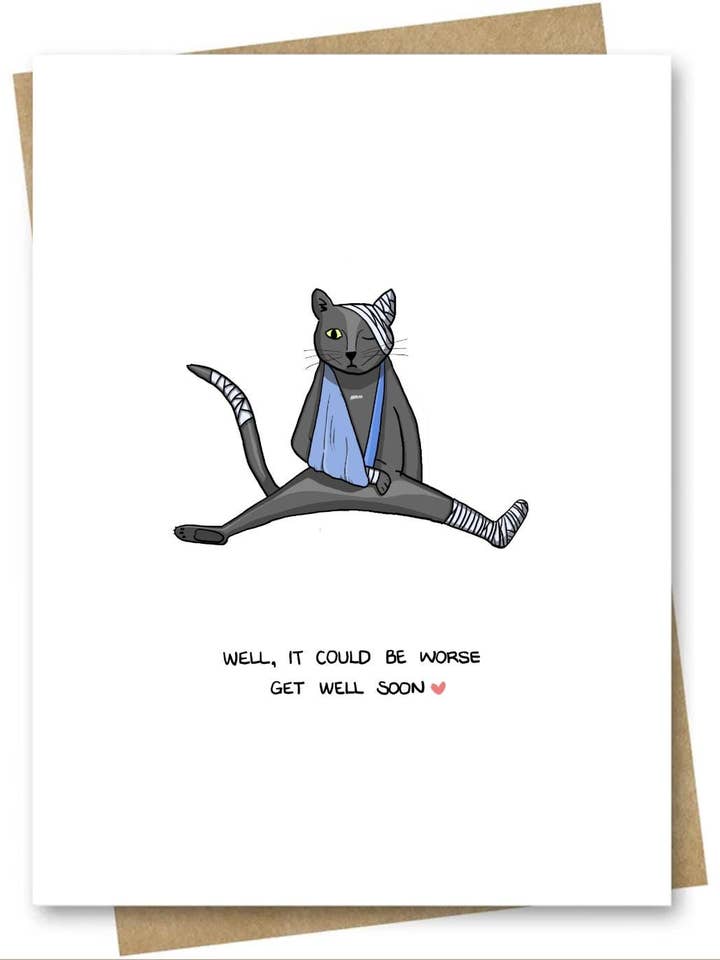 Get Well Soon Card — Injured Cat for wholesale by LittleStudioInElora