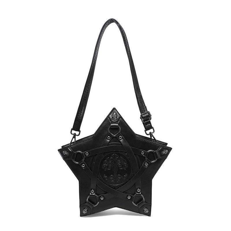 BLACK Gothic Embossed Backpack Shoulder Crossbody Bag for wholesale on Faire2