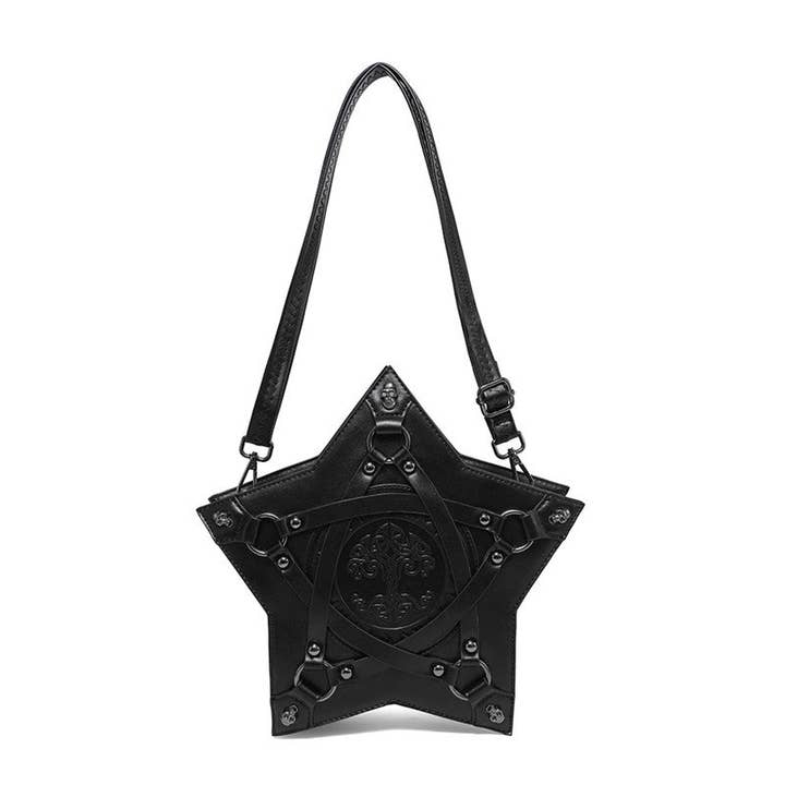 BLACK Gothic Embossed Backpack Shoulder Crossbody Bag for wholesale on Faire2