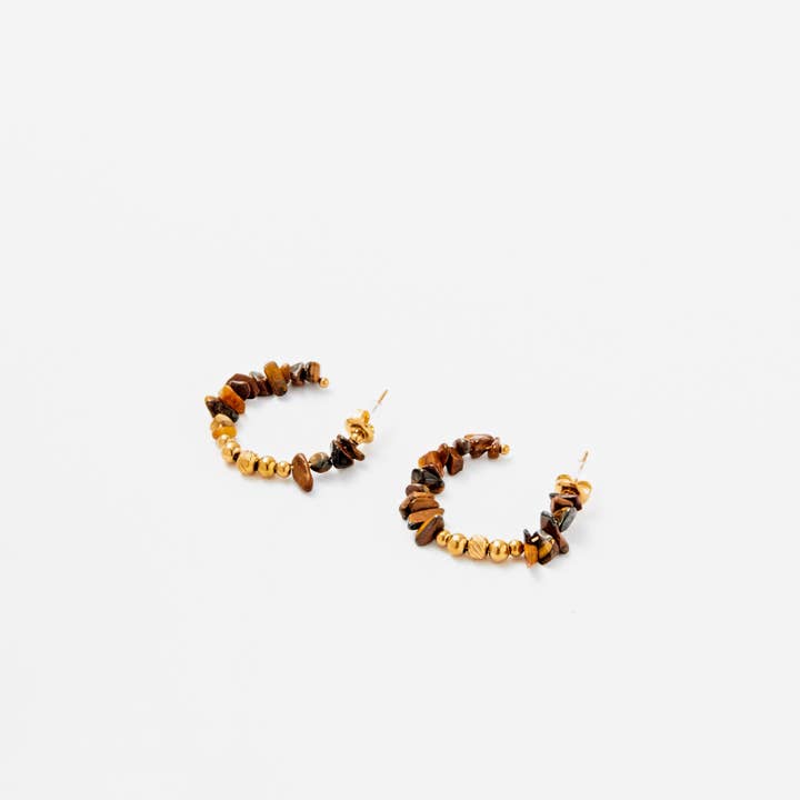 Lovelika - Wholesale Single Earring - Hoop earrings set with natural stones - Beatrix11