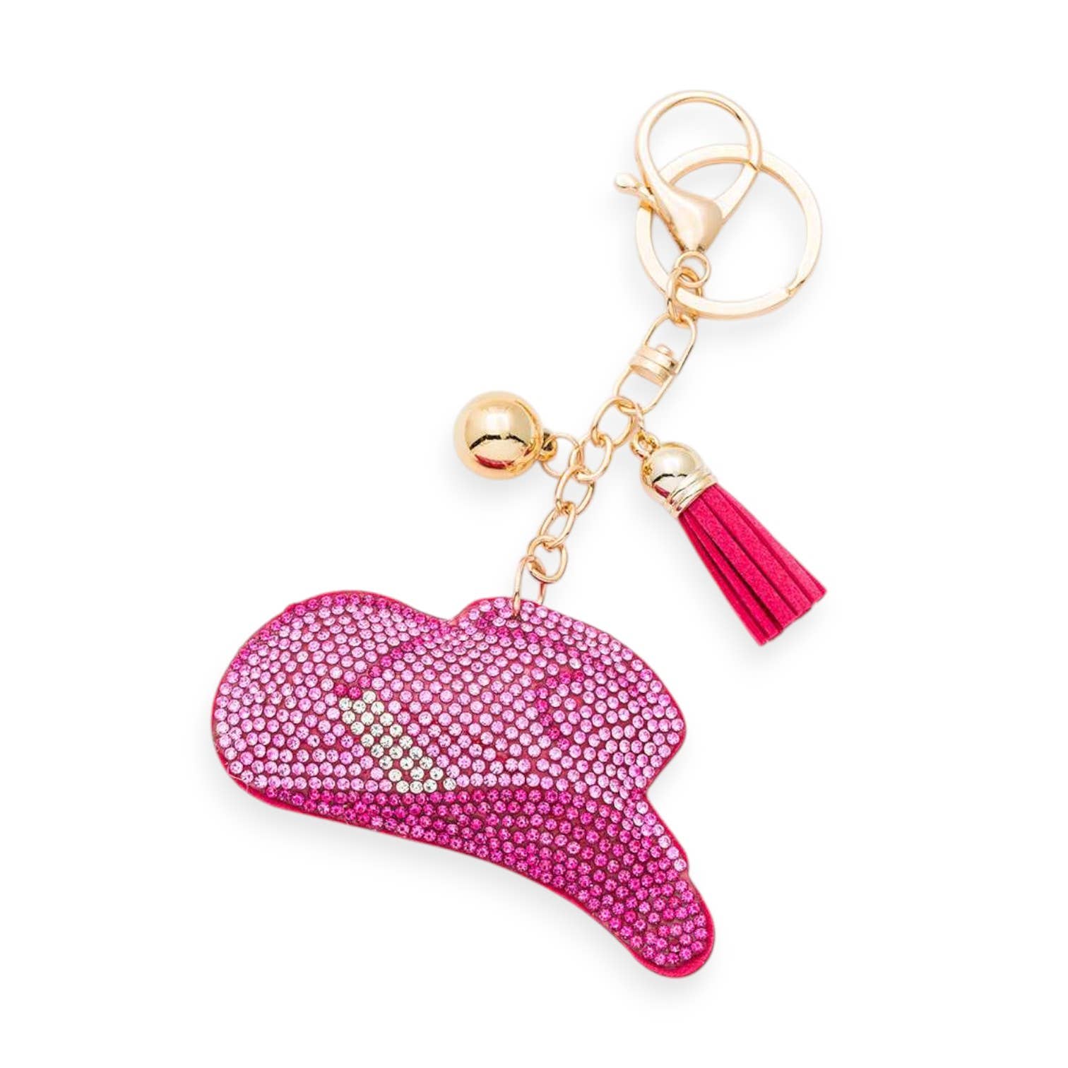 Fuchsia Pink Cowgirl Hat Stone Pillow Key Chain for wholesale on Faire0