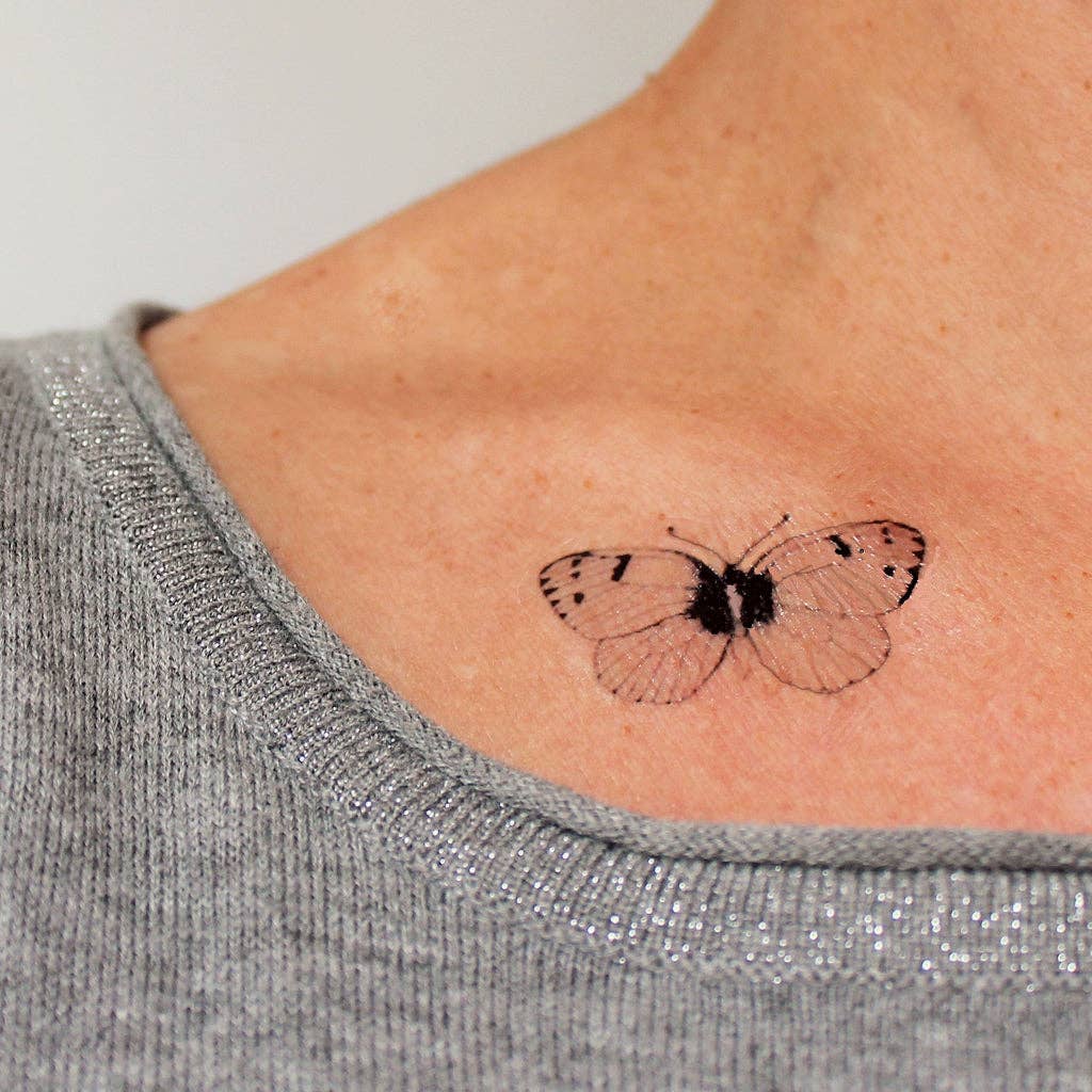 encredelicate - Wholesale Temporary Tattoo - Realistic butterfly temporary tattoo in black (set of 3)