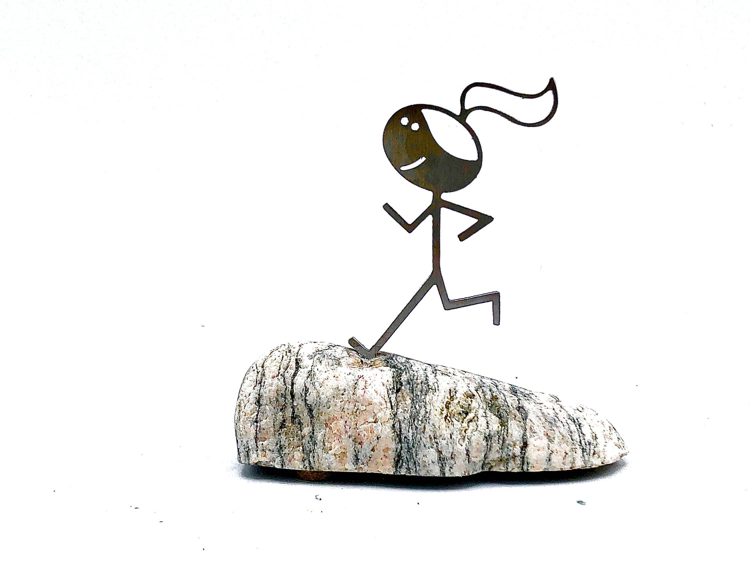 Vermont Rocks! – wholesale Dekorativ statyett – Metal Runner Girl Staty-present till henne med kort och väska8