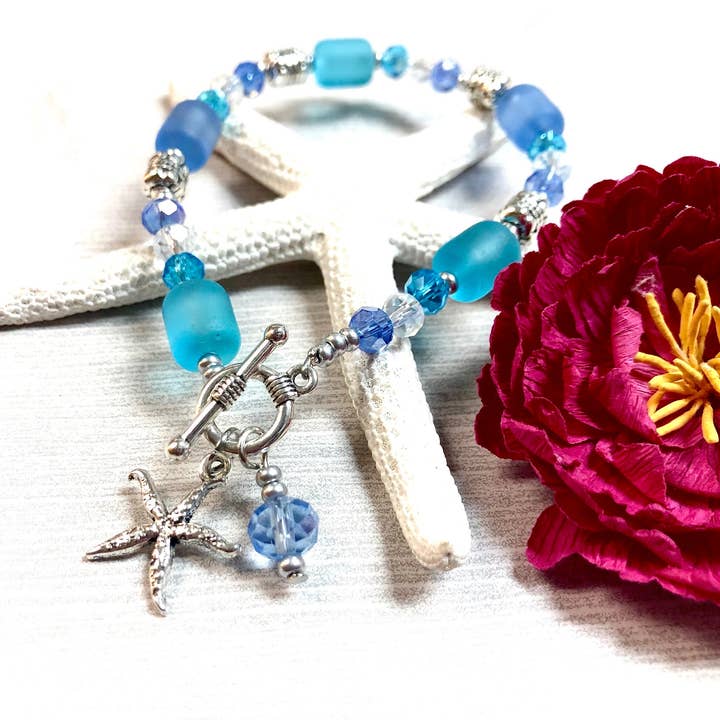 Devi Creations - Wholesale Charm/Dangle Bracelet - BRAC#44/ SF- Sea Glass Starfish Bracelets Assortment2