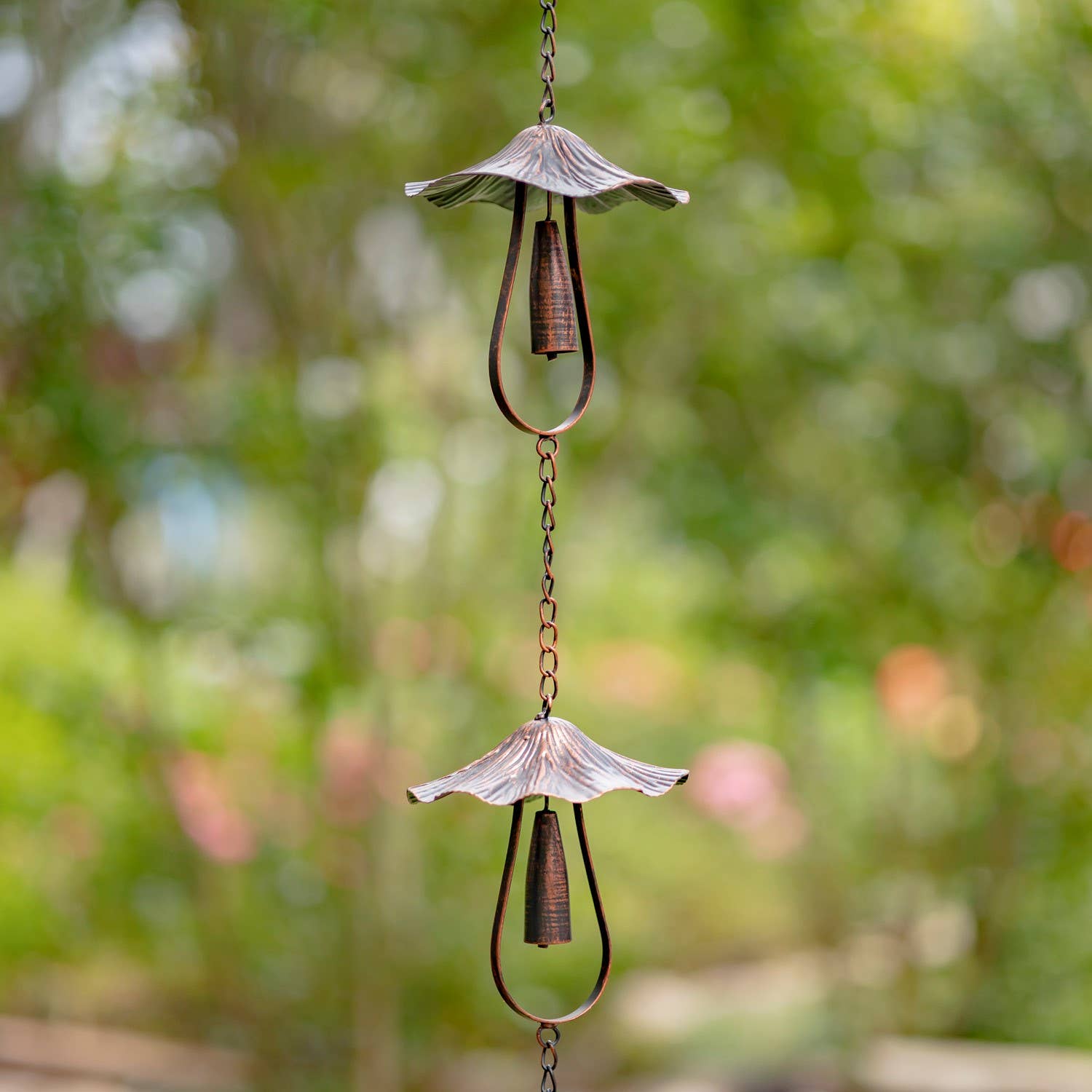 Zaer Ltd. International - Wholesale Outdoor Ornament/Decor - 76" Long Antique Bronze Rain Chain with Mushrooms2
