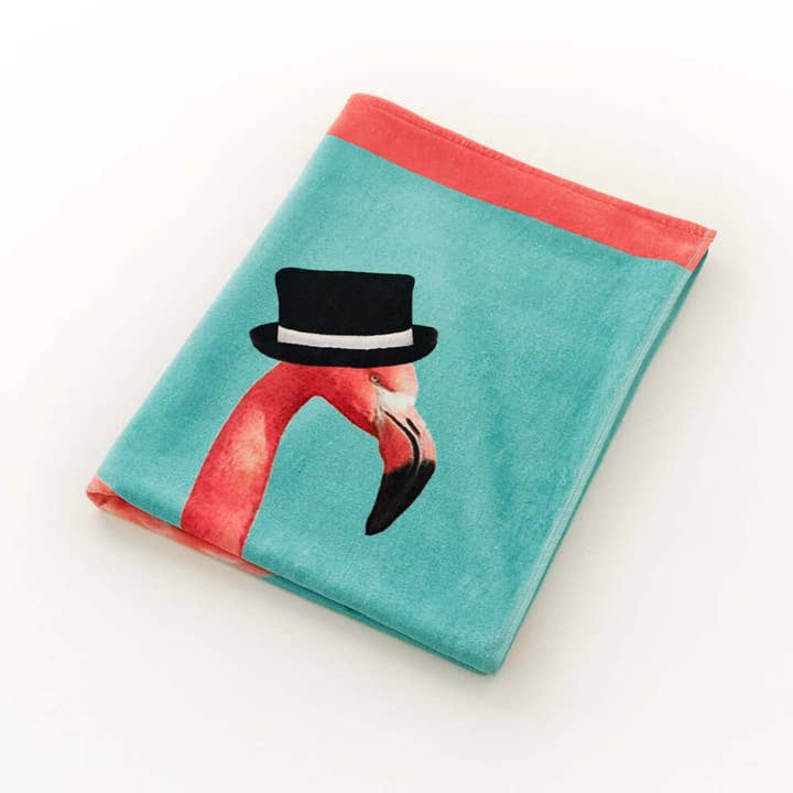 Deyongs - Wholesale Beach towel - Flamingo Printed Cotton Velour Beach Towel 75x150cm2