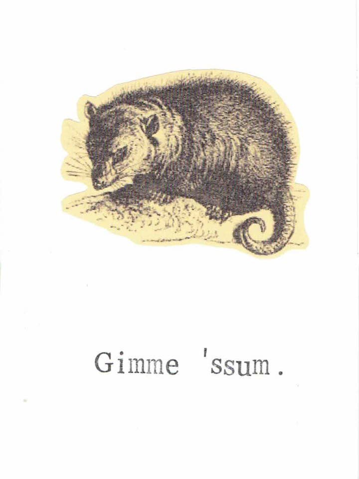 Gimme 'Ssum | Carte d'amour vintage avec un jeu de mots animalier amusant pour la vente par BlueSpecsStudio