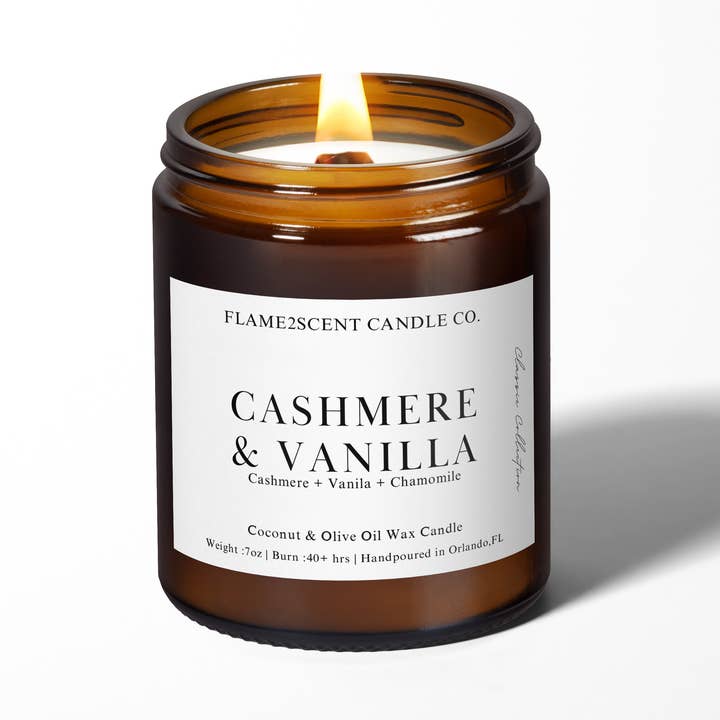 Cashmere & Vanilla - 7oz Coco Apricot - Wood Wick Candle for wholesale by Flame2scent Candle Co.