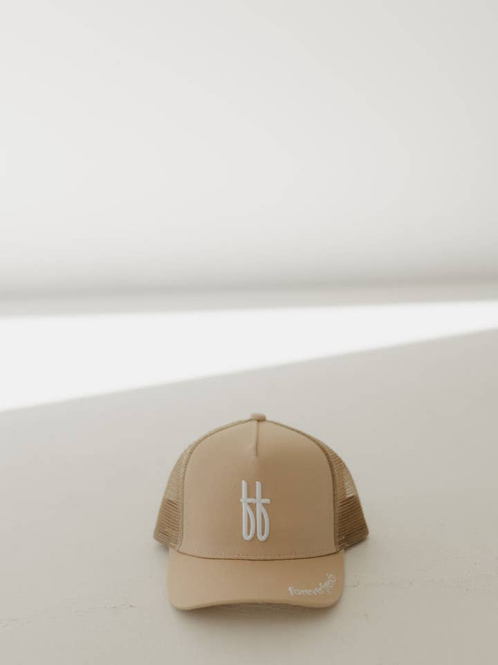 Children's Trucker Hat | ff Tan for wholesale by Forever French Baby