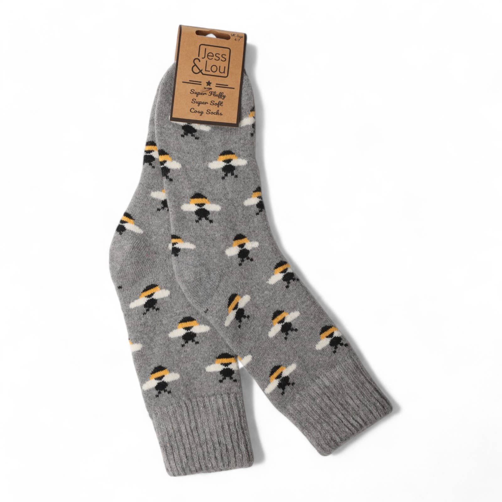 Jess & Lou - Wholesale Socks - Women's - Beautiful Bumble Bees Super Cosy Cuff & Rib Socks3