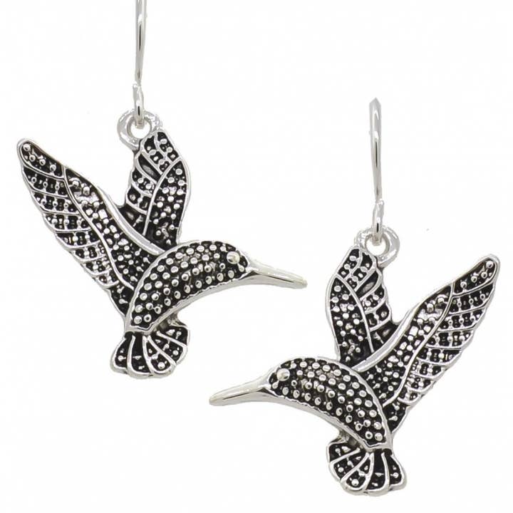 FR3390 Brincos Colibri Bola de Prata Antigo por atacado de 0011 PREMIERE