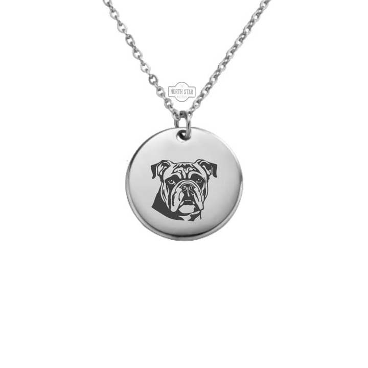 North Star Rustics - Wholesale Pendant/Charm Necklace - English Bulldog Dog Necklace - Puppy Gold or Silver Gift