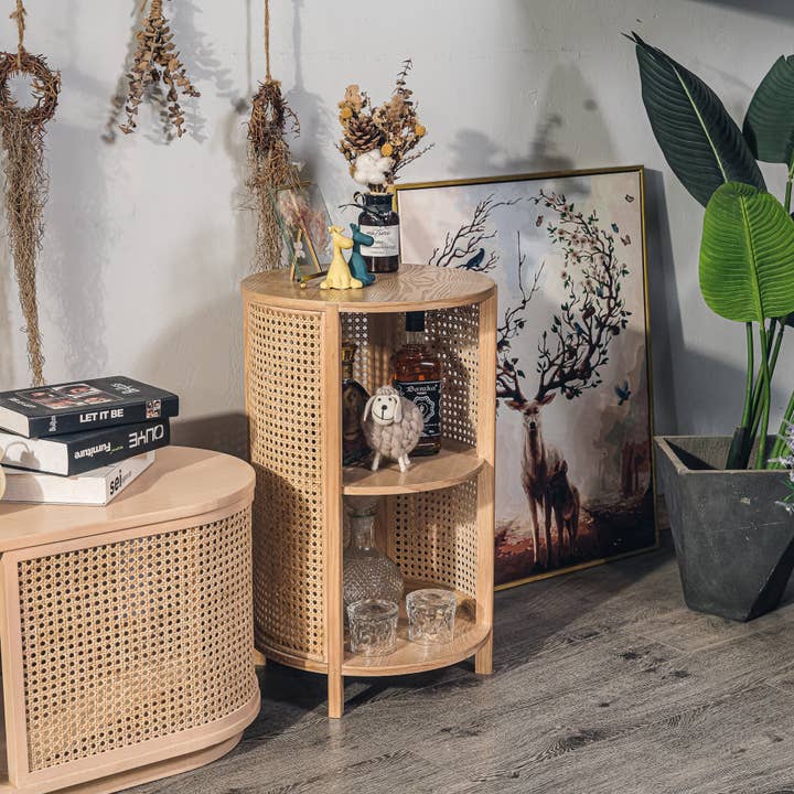 Nordlys - Wholesale Side Table - ALTA 2-Storage Natural Wood and Rattan Nightstand3