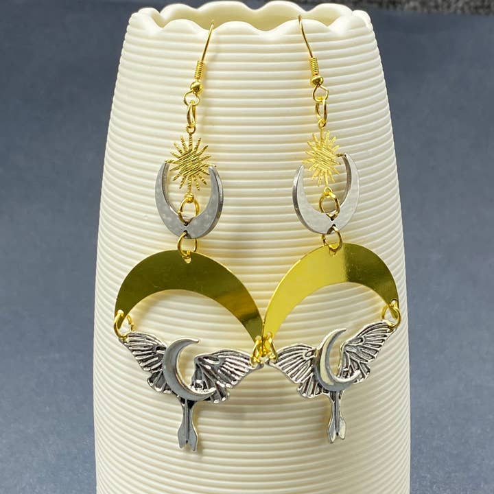 Brincos Pendentes de Mariposa Estrela Lua Bicolor - MS por atacado de Mio Queena