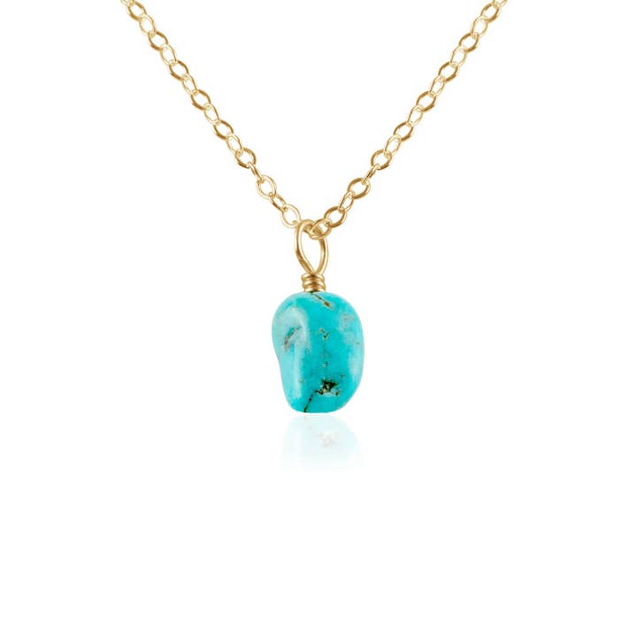 Luna Tide - Wholesale Pendant/charm necklace - Tiny Raw Turquoise Pendant Necklace13