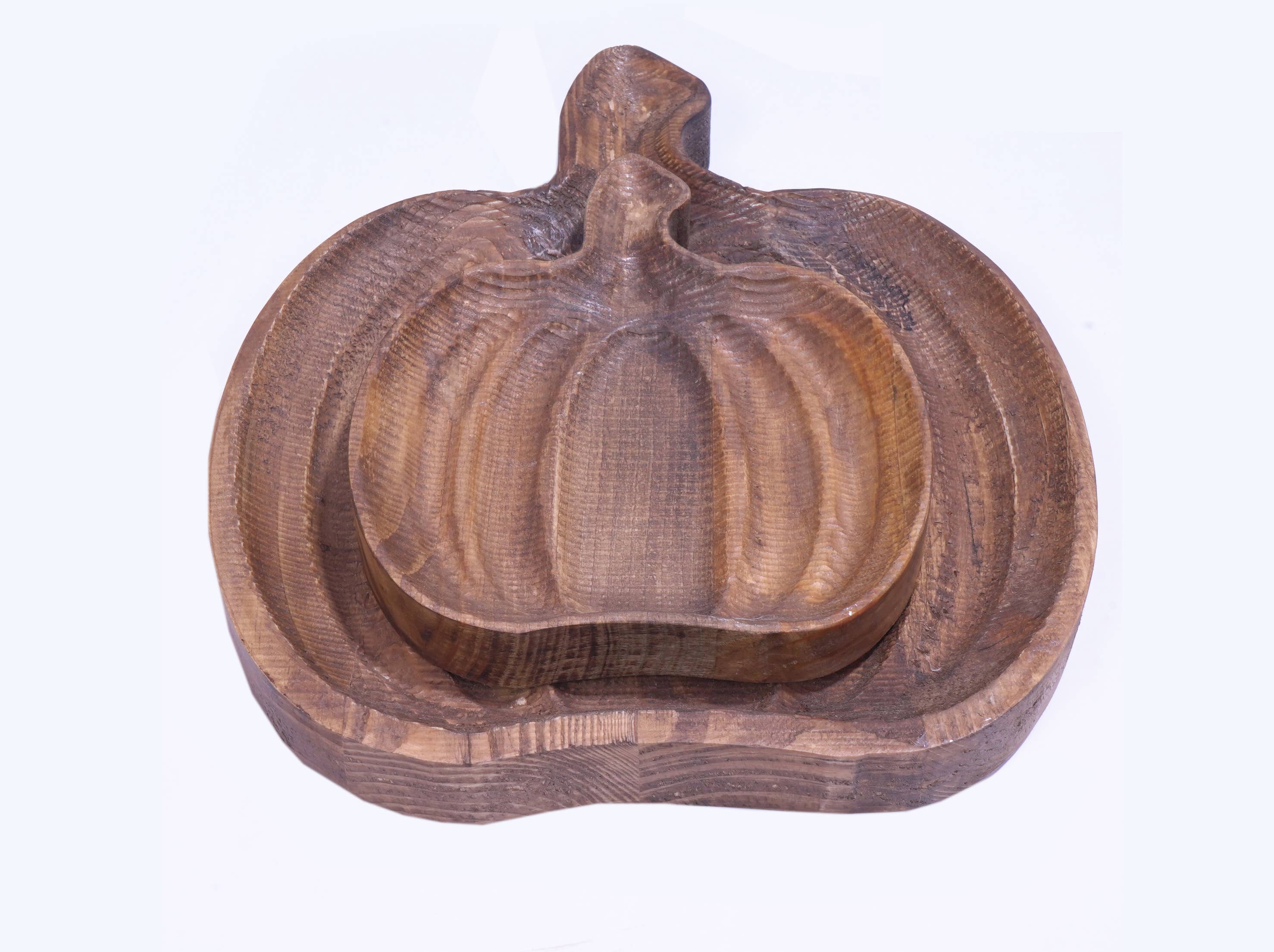 Vatican Homes - Vendita all'ingrosso Ciotole/Piatti decorativi - Set di 2 ciotole di zucca in legno riciclato