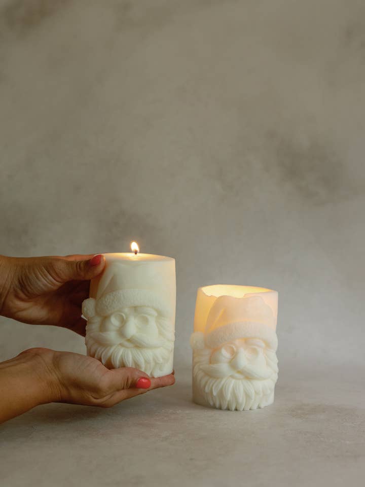 Vela de pilar de Papai Noel, Presente de Natal, Stuffer de meia por atacado de Verba Candle Co