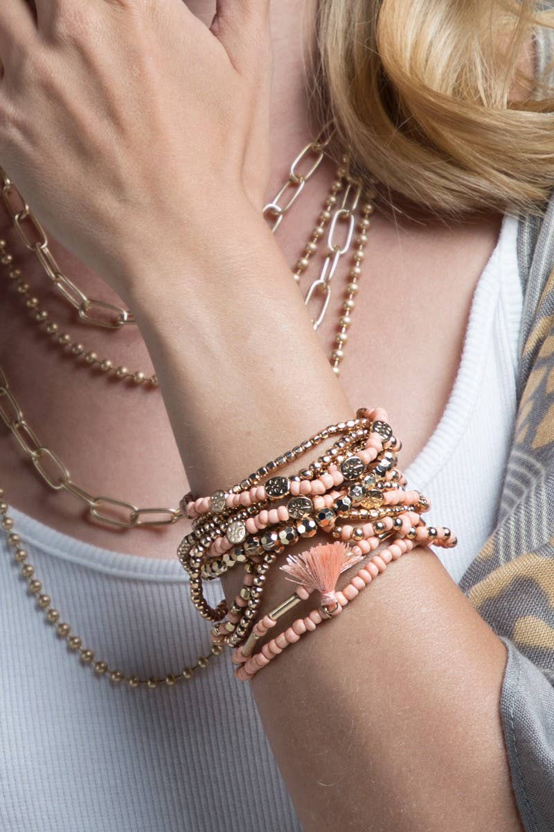 Urbanista - Wholesale Beaded Bracelet - 12 Layered Mixed Bead Stretch Bracelet Set4