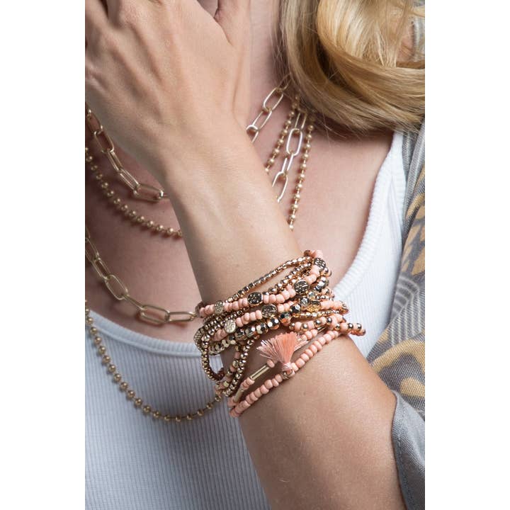 Urbanista - Wholesale Beaded Bracelet - 12 Layered Mixed Bead Stretch Bracelet Set4