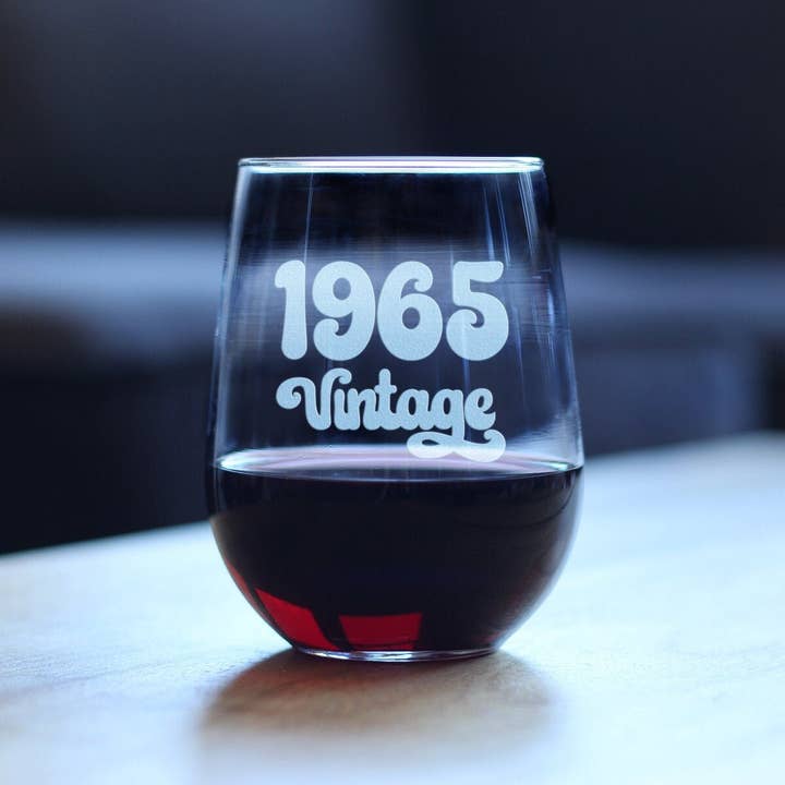 bevvee - Vente Verres à vin - Verre à vin sans pied vintage 1965 - Cadeaux pour 61e anniversaire