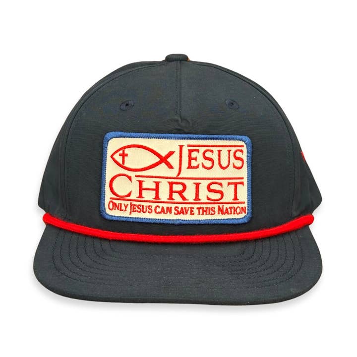 "Jesus" - CA256 Royal Blue/ Red Rope Snapback Cap for wholesale by Cactus Alley Hat Co.