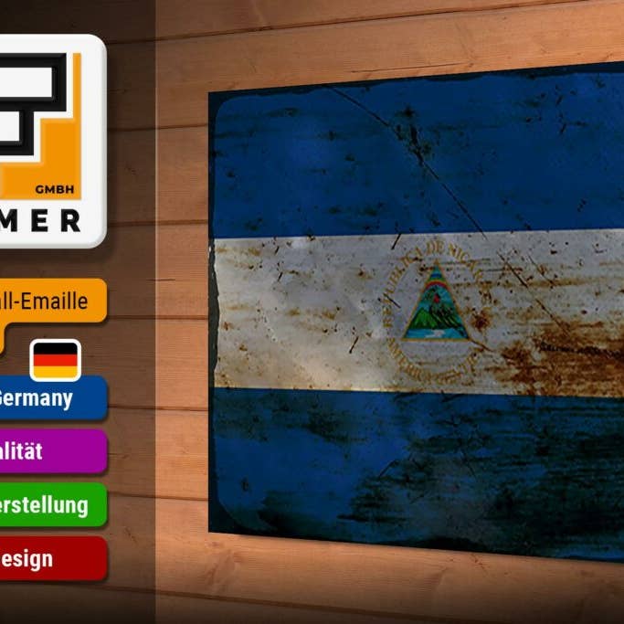 Femer - Wholesale Sign - Nicaragua flag wooden sign 30x20 cm flag Nicaragua rust decorative sign wooden sign2