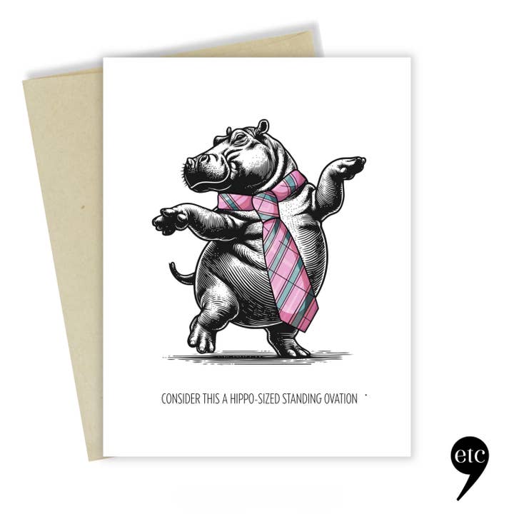 Funny Hippo Card – Congrats / Encouragement – Blank Inside for wholesale by dear, etc.