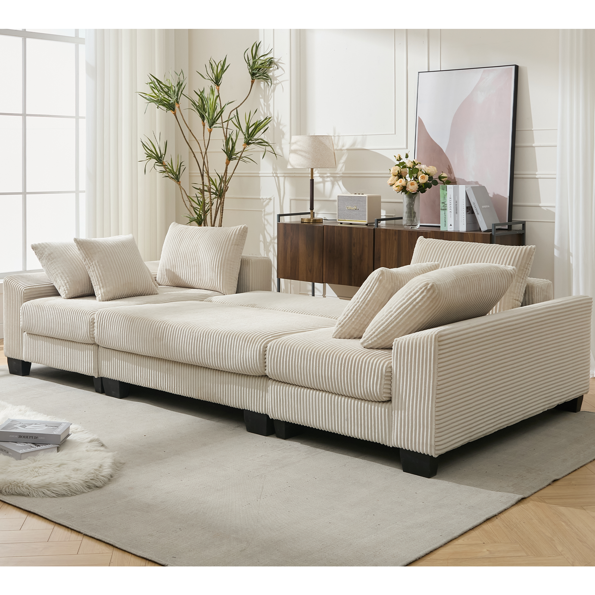 39F Inc. - Wholesale Sofa - 114" U-Shaped Sleeper Sofa with Pull-Out Bed & Chaise15