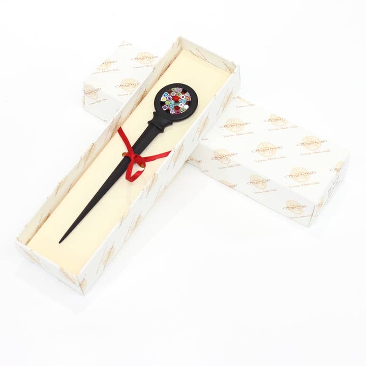 Classic Murrina Metal Letter Opener, Murano Glass, Handmade for wholesale by San Lorenzo Design