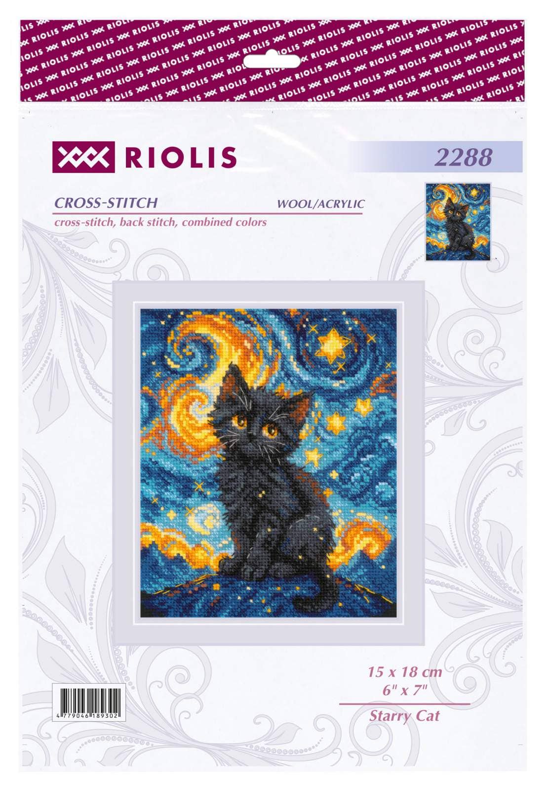 RIOLIS - Wholesale Embroidery/Cross Stitch Supplies - Cross Stitch Kit From Riolis 2288 Starry Cat 1
