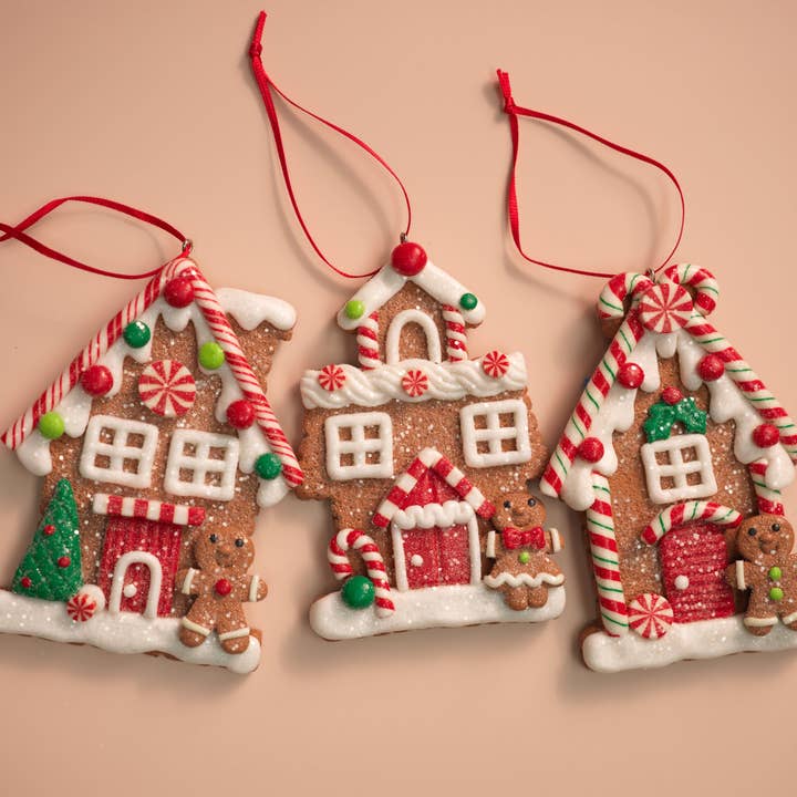 Ornement de Noël Maisons en Pain d'Épices de 4,5" de Haut pour la vente par LINSPIRE