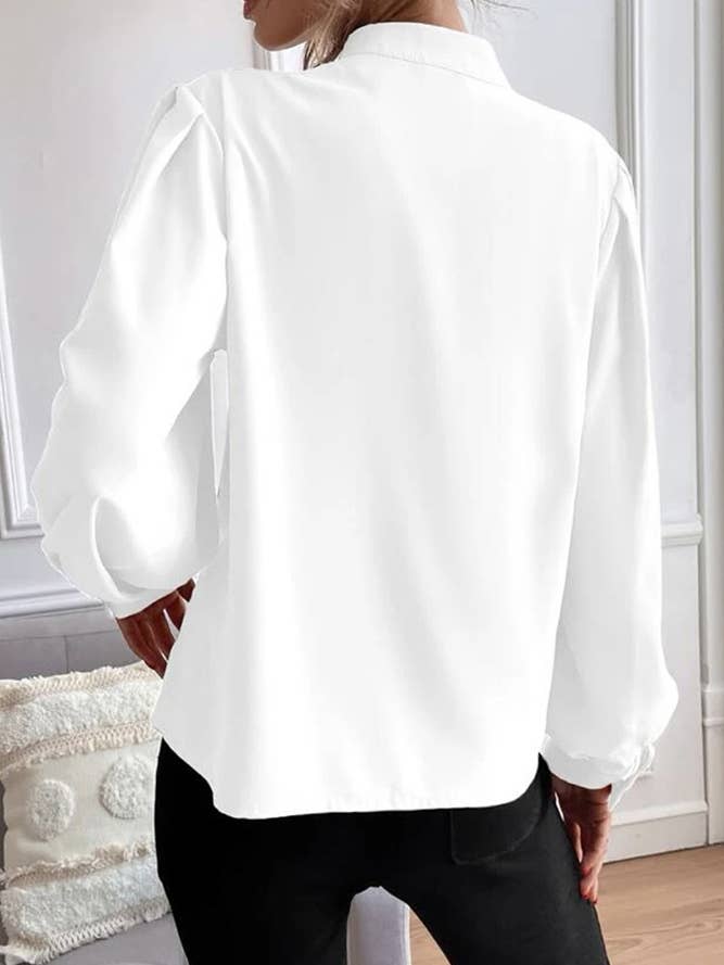 UNISHE - Wholesale Buttoned-down shirt – Women's - Plain Button V Neck Blouse Shirt GSS0993