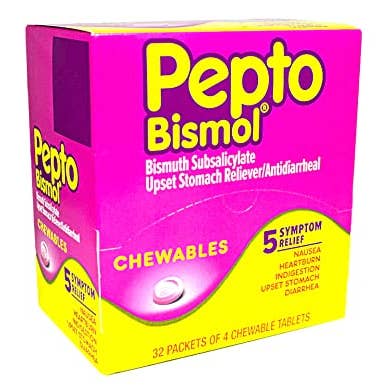 Shop The King - Wholesale Oral Supplement/Vitamin - Pepto Bismol Chewables, Digestive Relief, 32 Packs of 4 (Pack of 1)