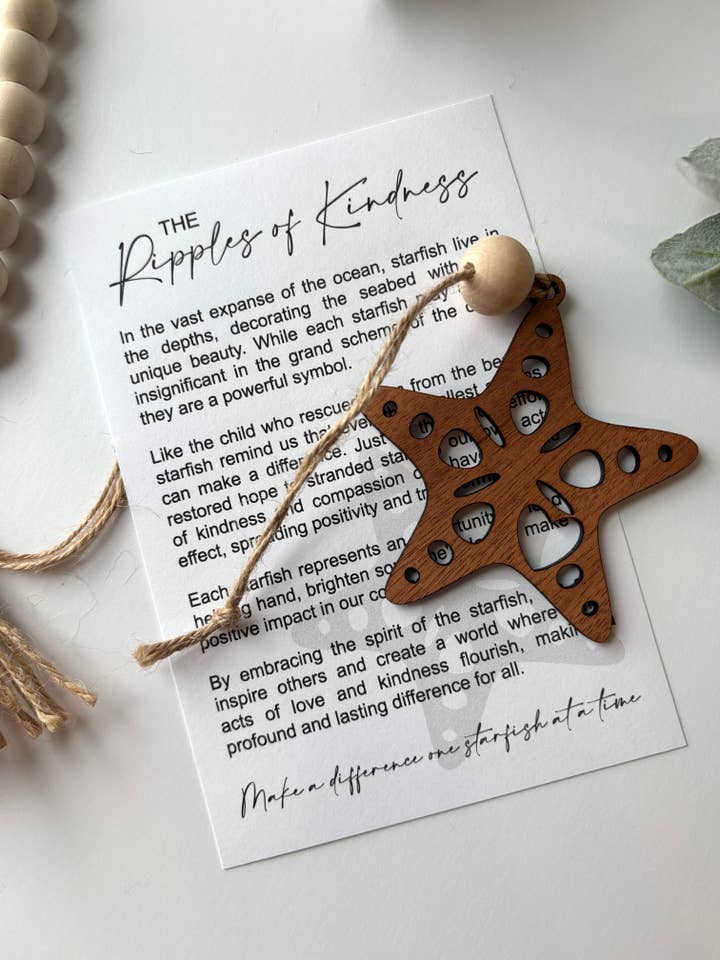 Ripples of Kindness Story Card Charm - Starfish for wholesale by Harris Girl Creations