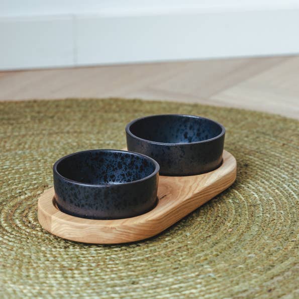 AVA bowls - Wholesale Pet Elevated Bowl - Cat/Dog - Wooden Tray for drink and food bowl size S1