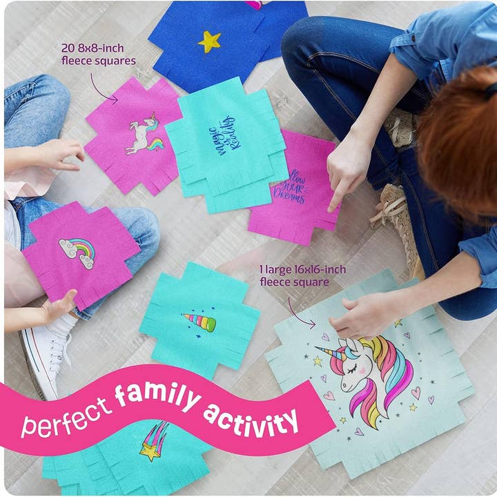 Dan&Darci - Wholesale DIY Craft Kit - Kids - Unicorn Tuck N' Tie Fleece Blanket Making Kit