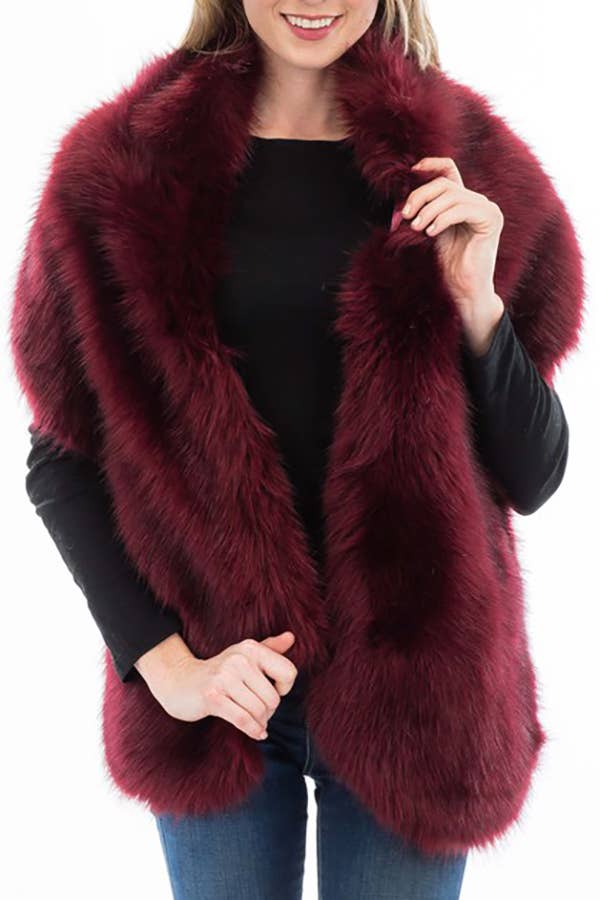 Cap Zone - Wholesale Scarf - Women's - Luxury Faux Fur Satin Lined Stole Shawl Scarf16