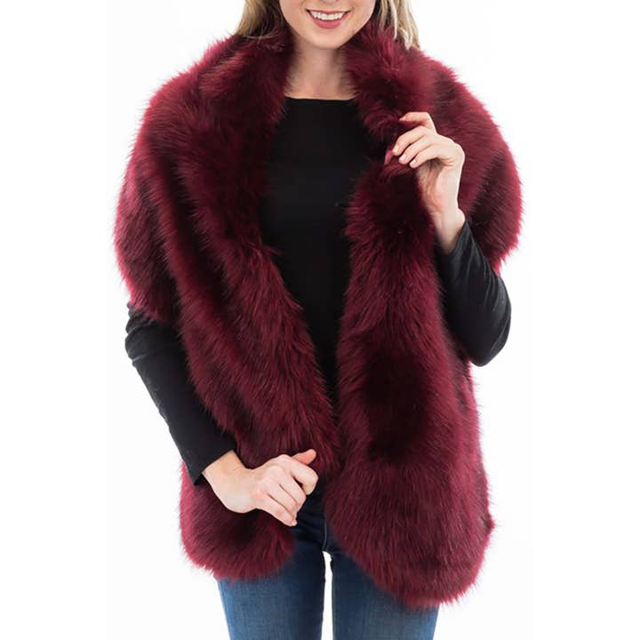 Cap Zone - Wholesale Scarf - Women's - Luxury Faux Fur Satin Lined Stole Shawl Scarf16