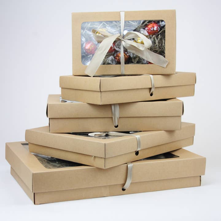 Emartbuy - Vendita all'ingrosso Confezioni regalo - Scatola Marrone con Nastro Marrone-Confezione da 12-21,5 x 13,5 x 4,5 cm