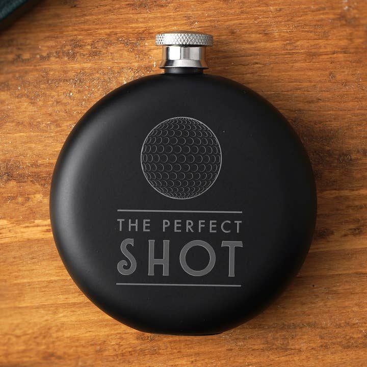 Dapper Chap 'The Perfect Shot' Black 6oz Hip Flask for wholesale by CGB Giftware