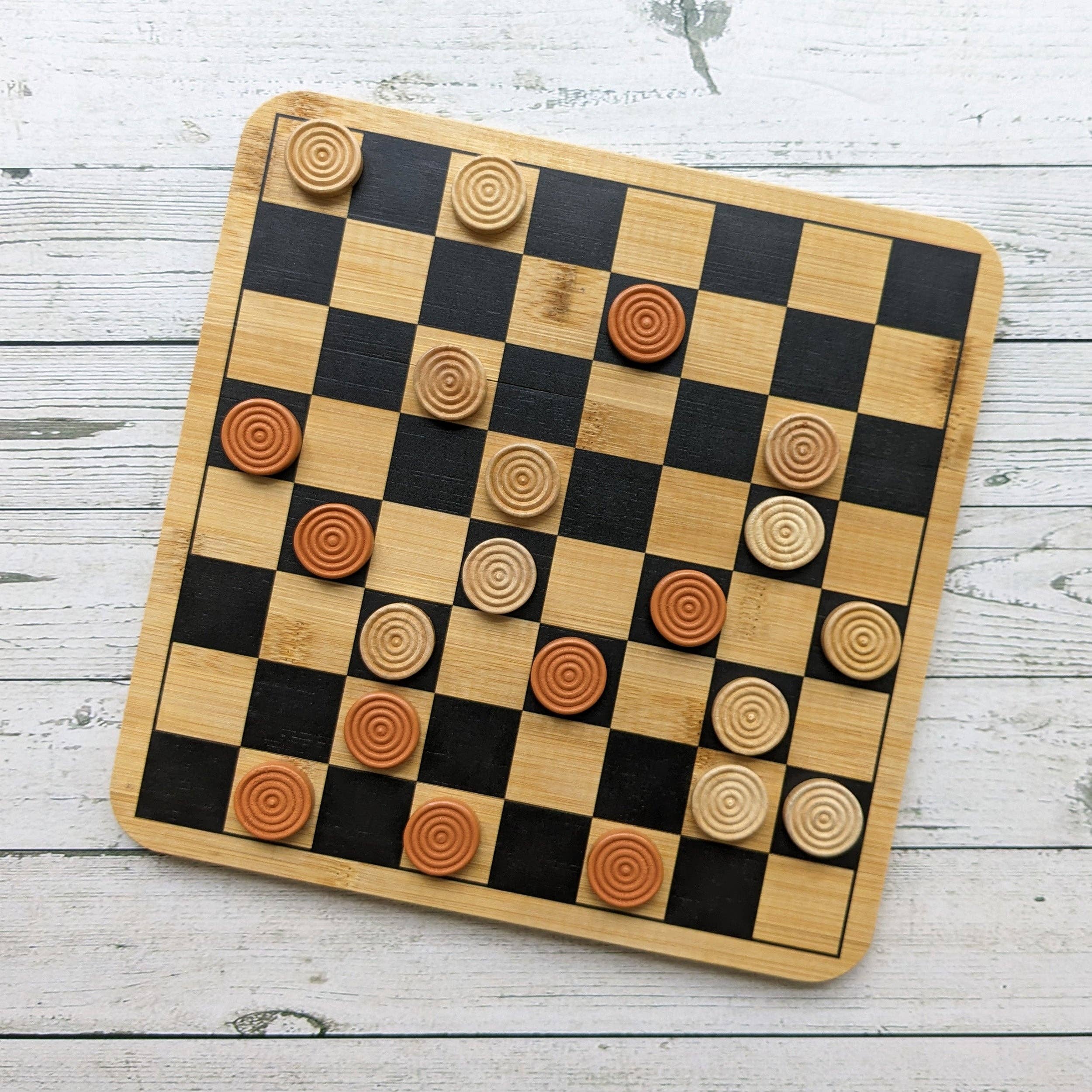 Robert Frederick Ltd – Jogo de tabuleiro por atacado – Conjunto de Damas de Bambu - Feito com Materiais Sustentáveis4