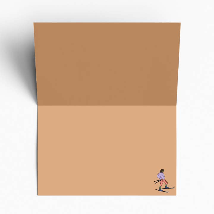 Eat the Moon | Greeting cards and stationery - Wholesale Christmas Card - Skiing on the Christmas yule log1