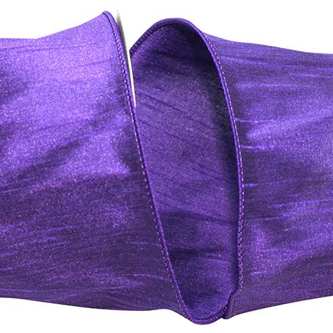 Dupioni Supreme Wired Edge, Purple, 4 In, 10 Yards for wholesale by RELIANT RIBBON