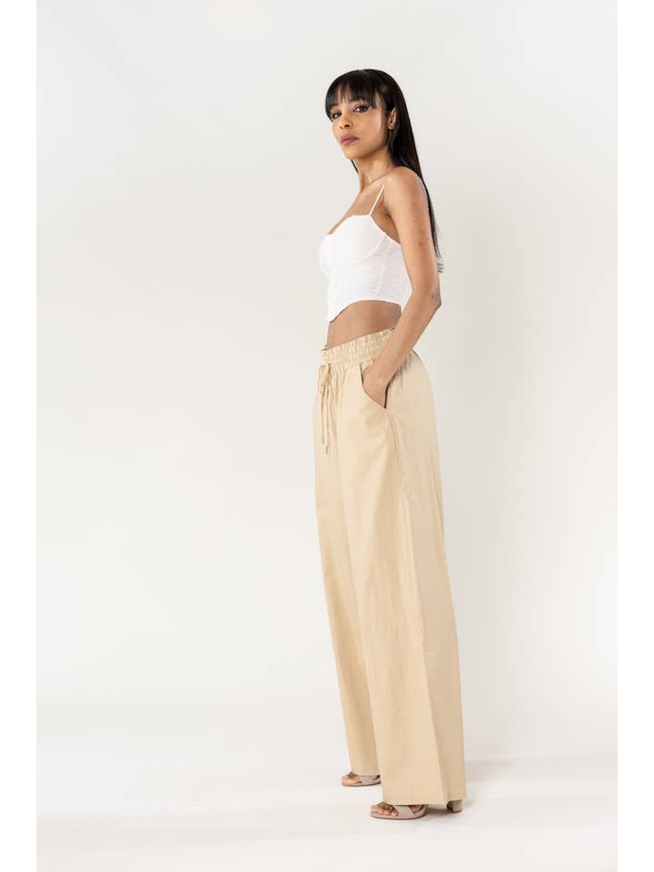 Nina Carter - Wholesale Pants - Women's - Nina Carter linen-style pants with elastic waistband A00137
