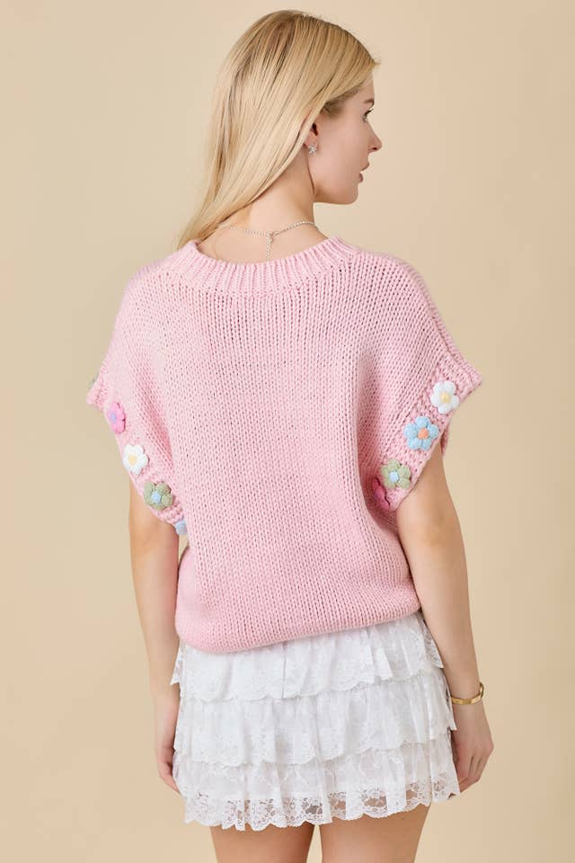 Main Strip - Wholesale Knit Sweater - Women's - 3D Crochet Flower Sweater Knit Top1