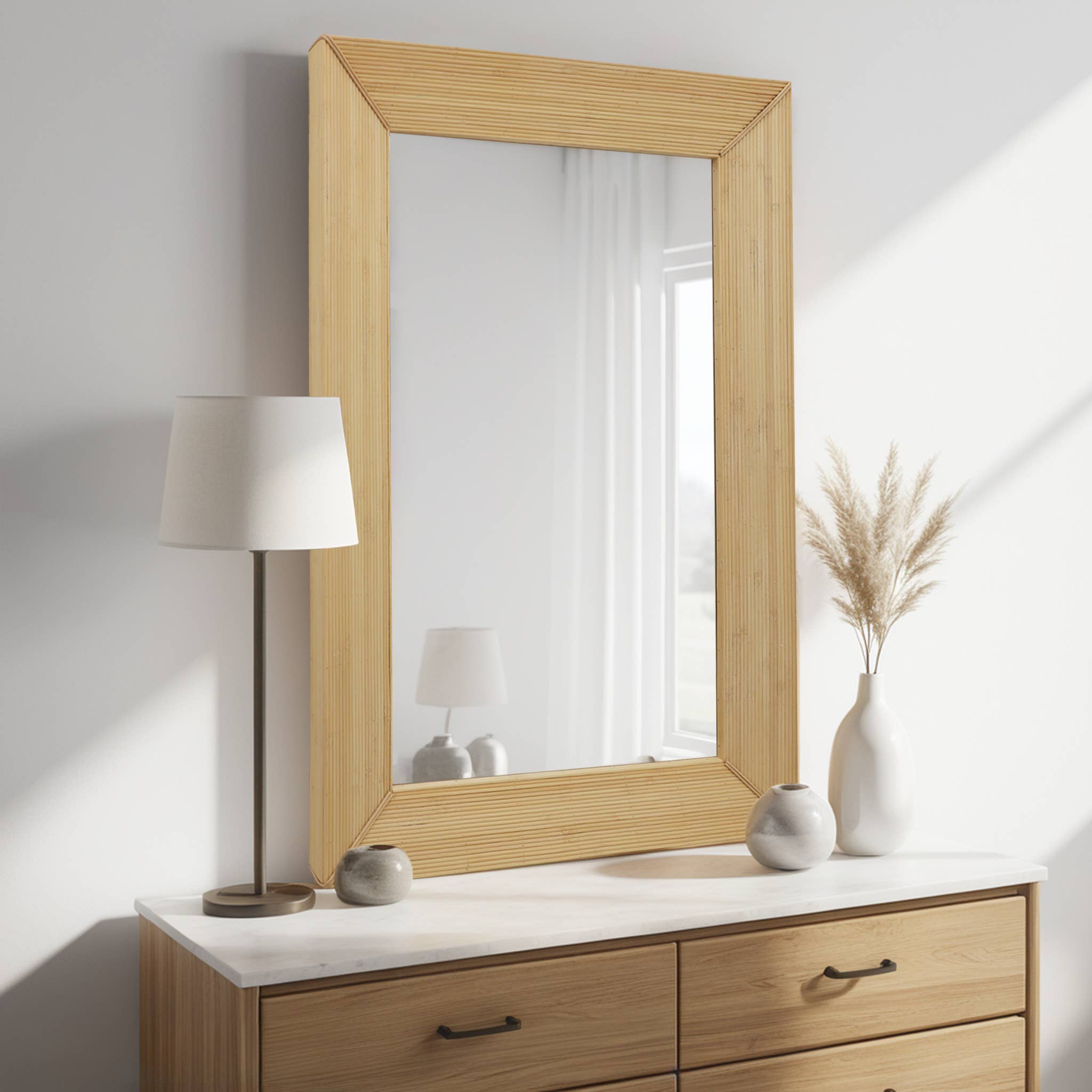 Paris Loft Inc - Wholesale Wall Mirror - PARISLOFT Bamboo Wall Mirror Rectangle3