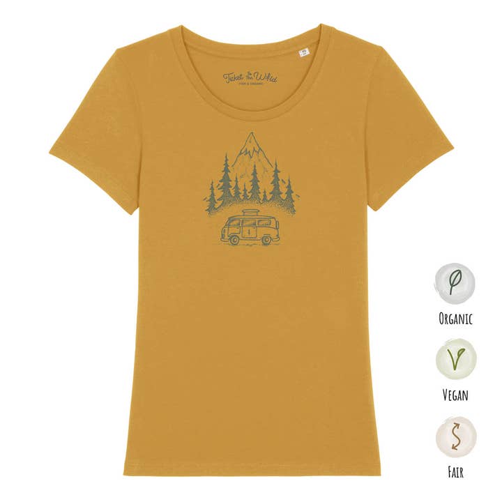 Woman Shirt "Van In The Wild" Ochre for engroshandel hos Ticket To The Wild