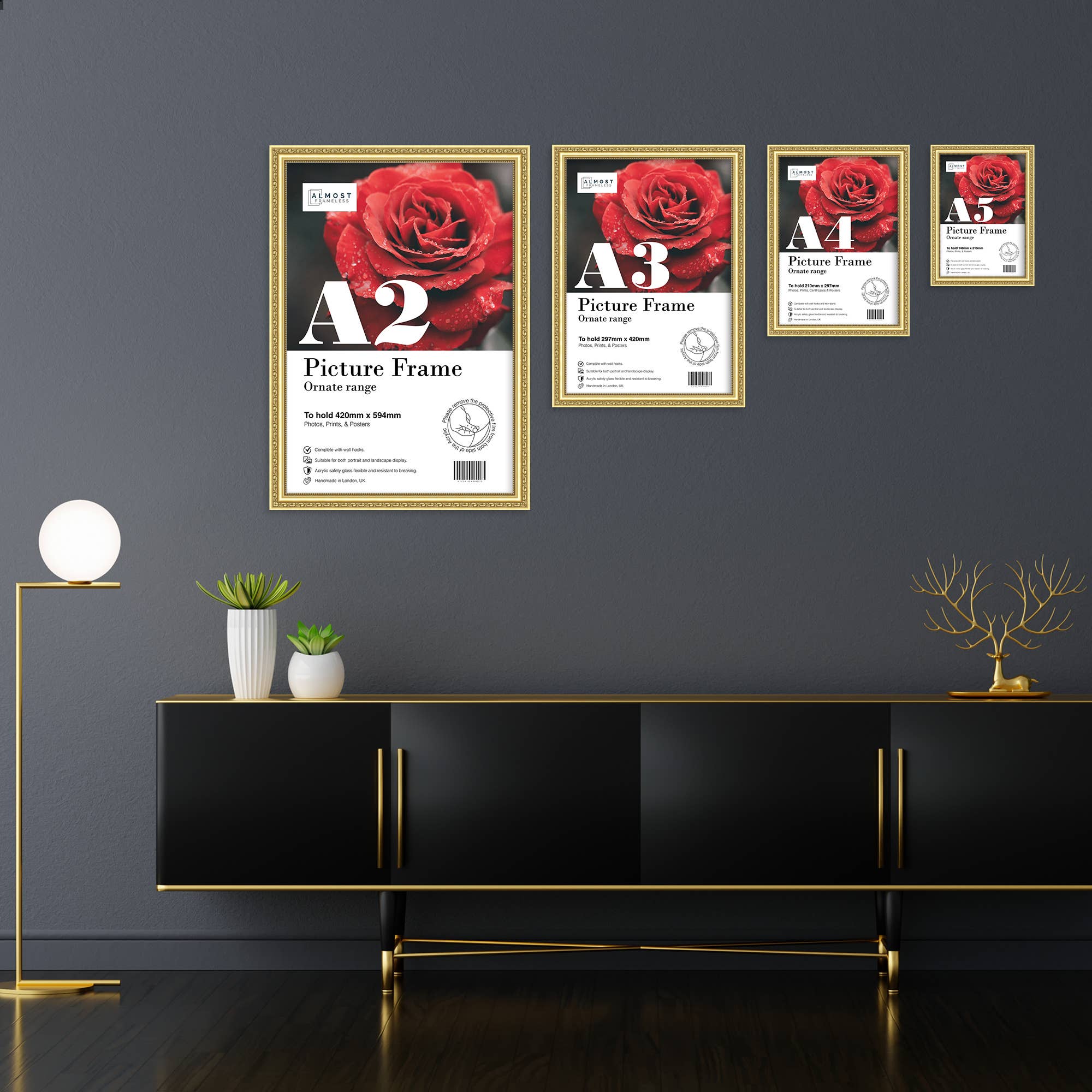 A3 Gold Ornate Picture Frame Fits A3 for wholesale on Faire2